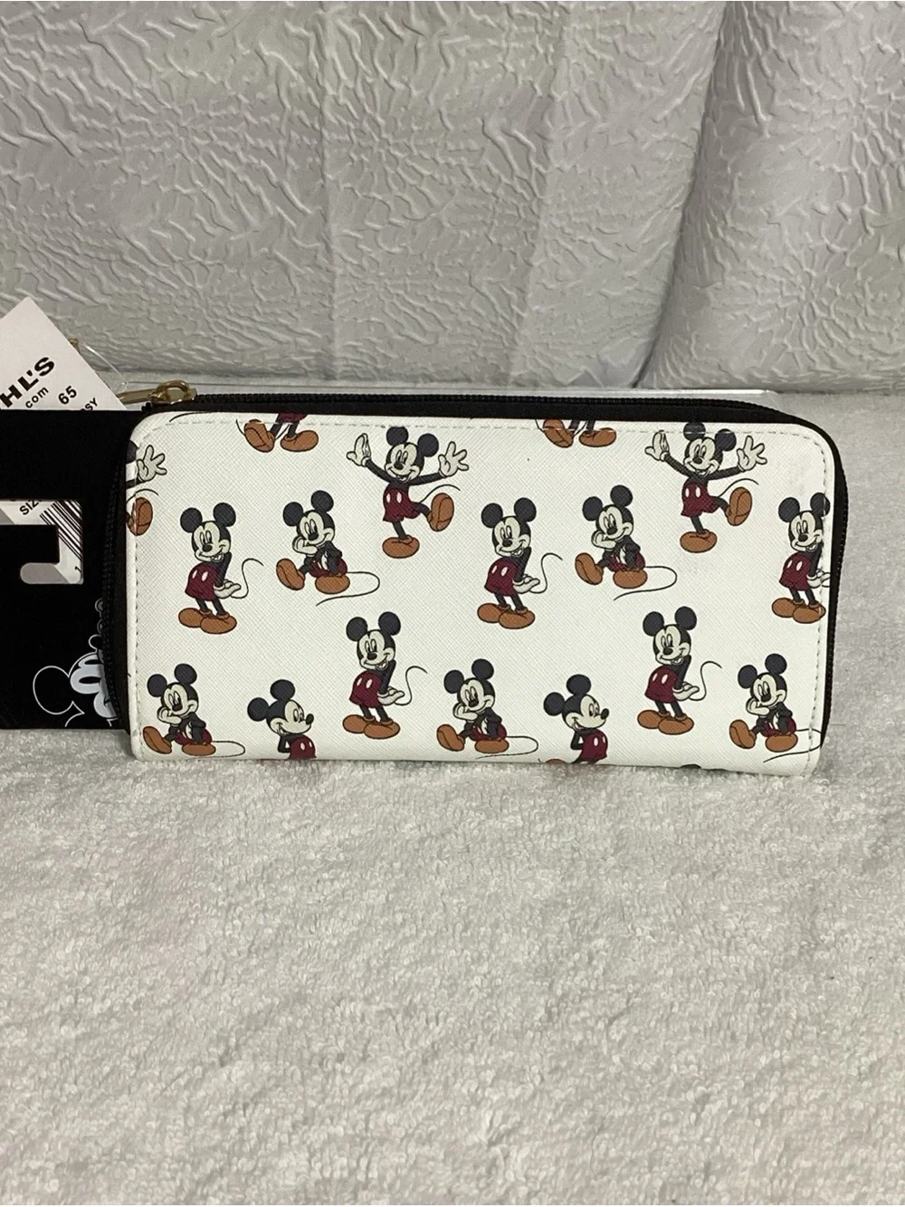 Bioworld Disney Mickey Mouse White Long Zip Around Graphic Wallet NEW